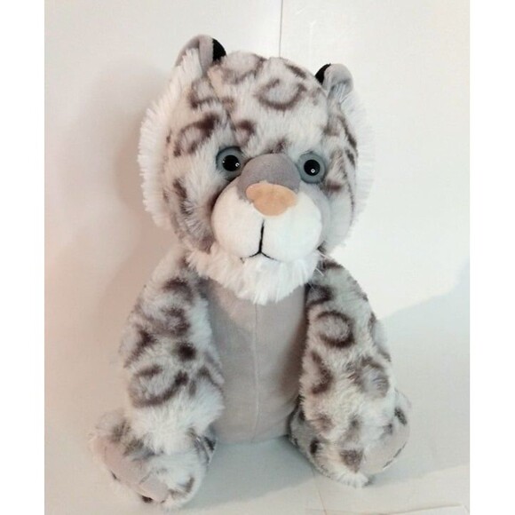 Petting Zoo Snow Leopard Plush Stuffed Animal Toy Spots Gray Recycle Symbol - Picture 1 of 6
